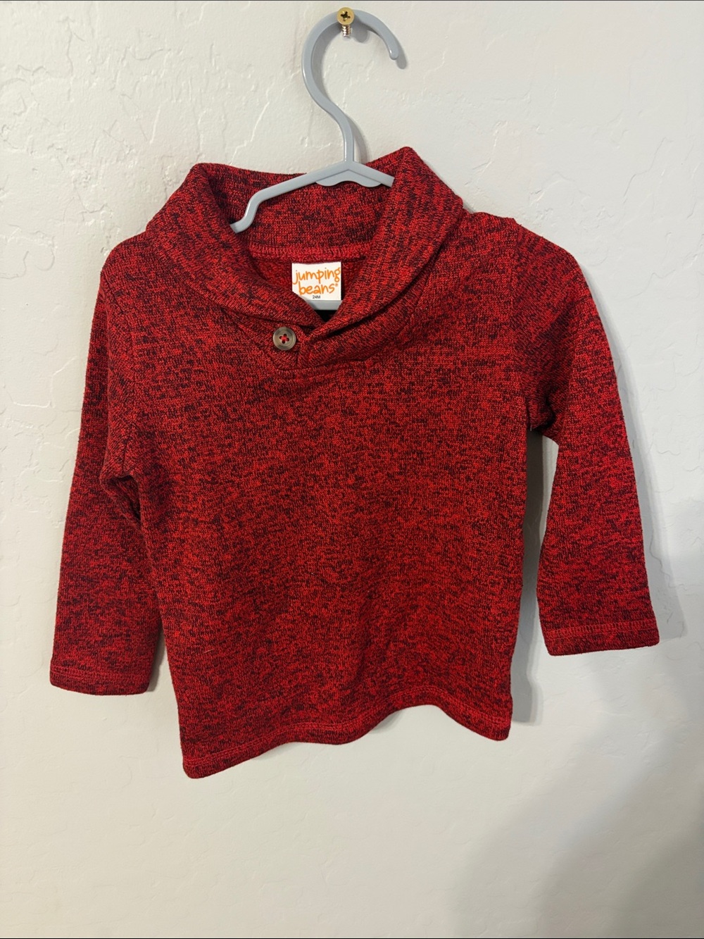 jumping beans Red Marled Shawl-Collar Knit Sweater